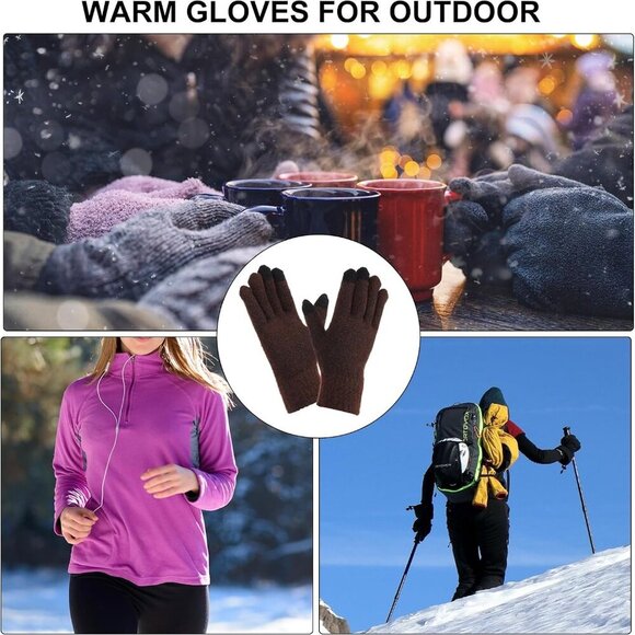 Touchscreen Winter Gloves, Unisex Knit Gloves Touch Screen Texting Gloves Drivin - Picture 6 of 6